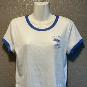 Arizona Jean Company White Tee with Blue Trim